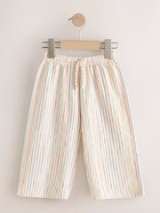 Ecru Red &amp; Blue Stripe Wide Leg Trousers (3mths-7yrs) - Size 3-6 Months (62-68cm)