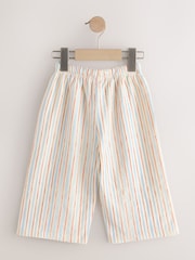 Ecru Red &amp; Blue Stripe Wide Leg Trousers (3mths-7yrs) - Size 3-6 Months (62-68cm)