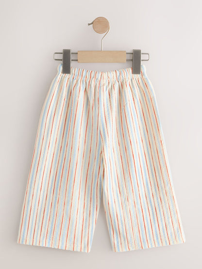 Ecru Red &amp; Blue Stripe Wide Leg Trousers (3mths-7yrs) - Size 3-6 Months (62-68cm)