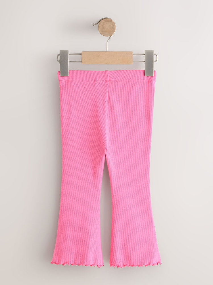 Bright Sugar Pink Rib Flare Leggings (3mths-7yrs) - Size 3-6 Months (62-68cm)