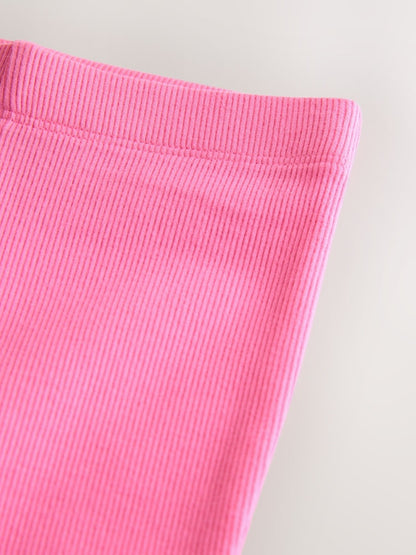 Bright Sugar Pink Rib Flare Leggings (3mths-7yrs) - Size 3-6 Months (62-68cm)