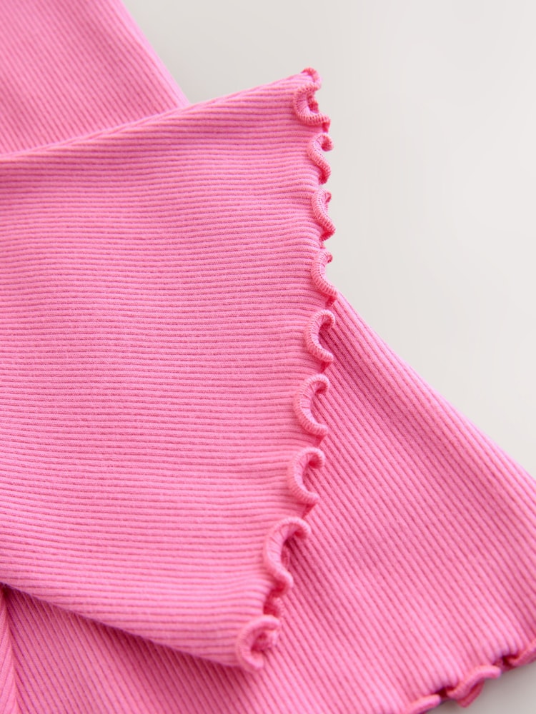 Bright Sugar Pink Rib Flare Leggings (3mths-7yrs) - Size 3-6 Months (62-68cm)