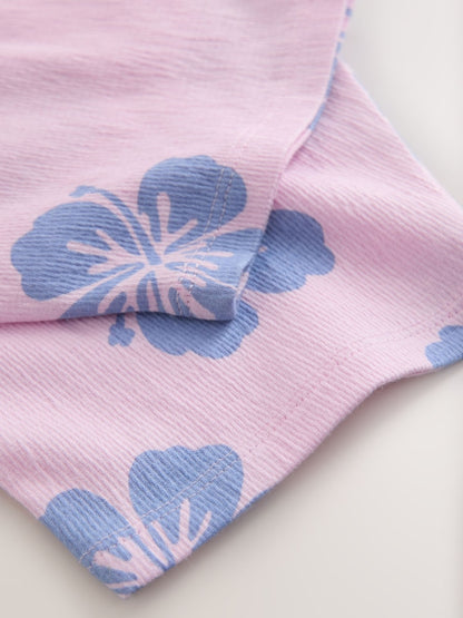 Lilac Purple Flower Barrel Leg Trousers (3mths-7yrs) - Size 3-6 Months (62-68cm)