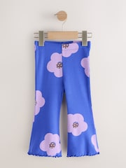 Blue Flower Rib Flare Leggings (3mths-7yrs) - Size 3-6 Months (62-68cm)