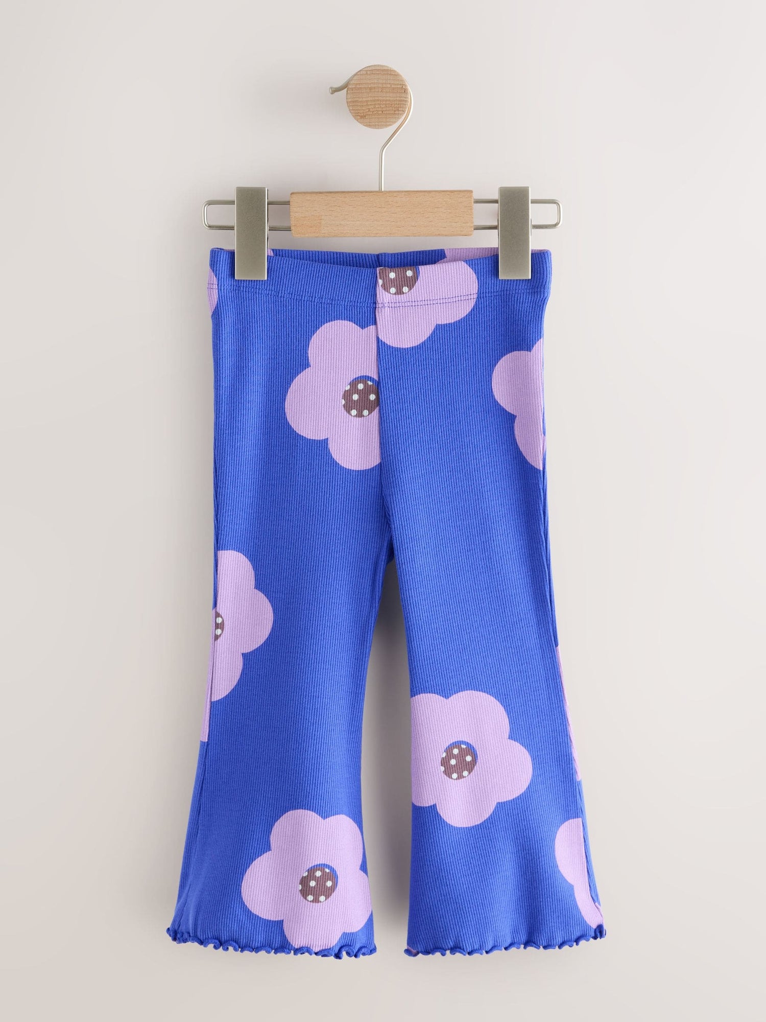 Blue Flower Rib Flare Leggings (3mths-7yrs) - Size 3-6 Months (62-68cm)