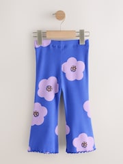 Blue Flower Rib Flare Leggings (3mths-7yrs) - Size 3-6 Months (62-68cm)