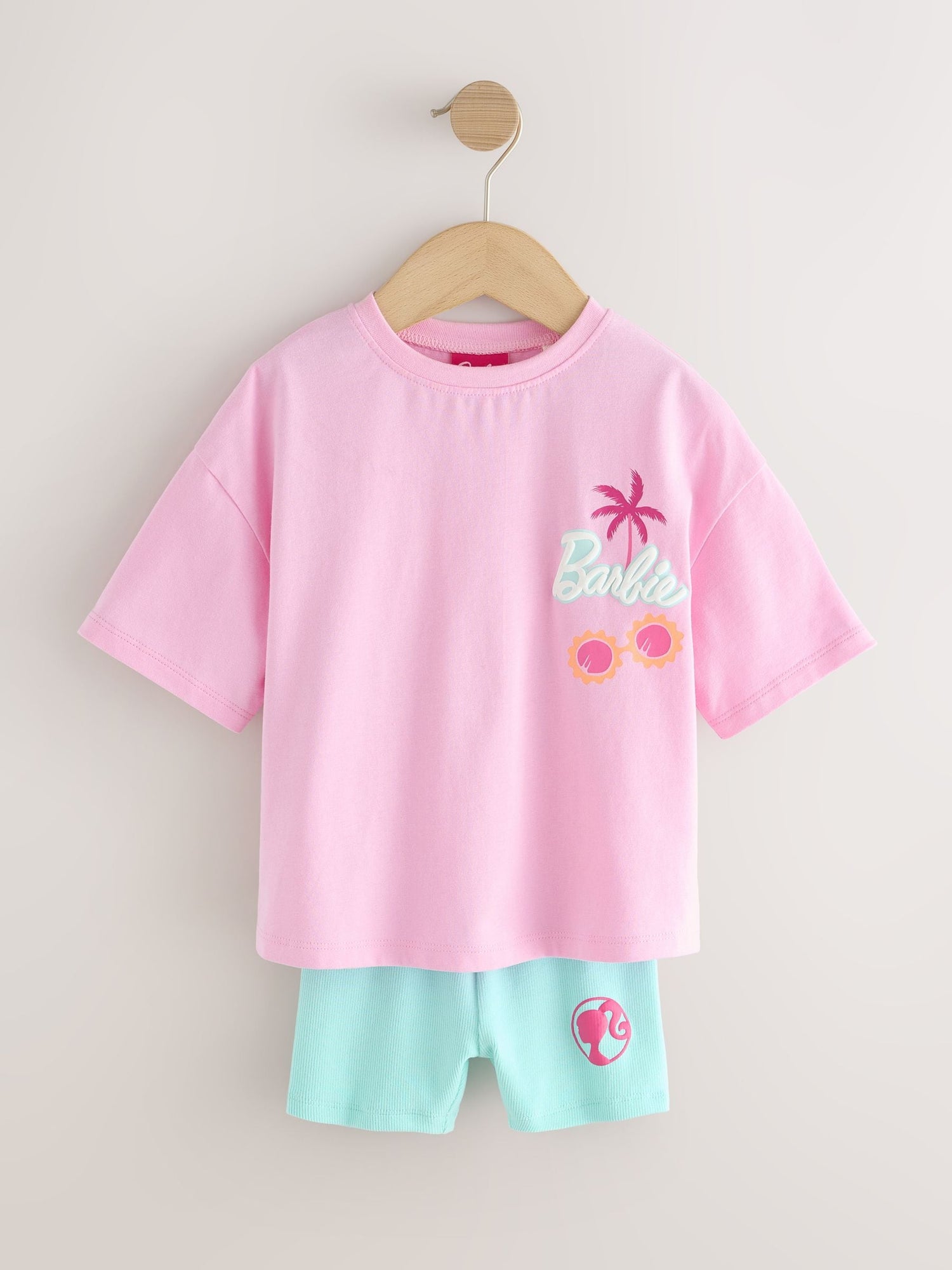 Pink Barbie Short Sleeve T-Shirt and Cycle Shorts Set (3mths-7yrs) - Size 3-6 Months (62-68cm)