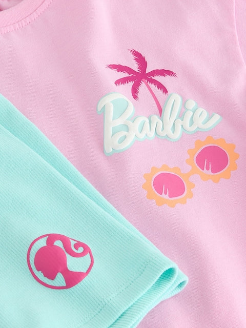 Pink Barbie Short Sleeve T-Shirt and Cycle Shorts Set (3mths-7yrs) - Size 3-6 Months (62-68cm)