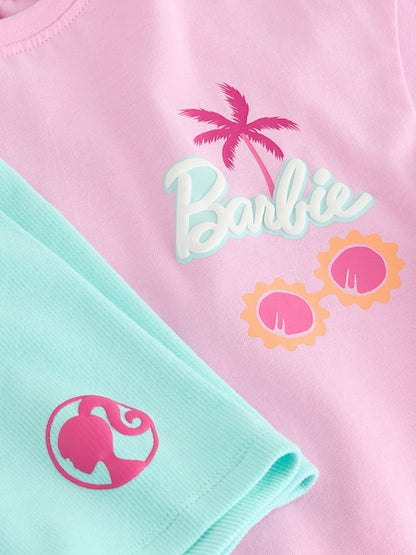 Pink Barbie Short Sleeve T-Shirt and Cycle Shorts Set (3mths-7yrs) - Size 3-6 Months (62-68cm)