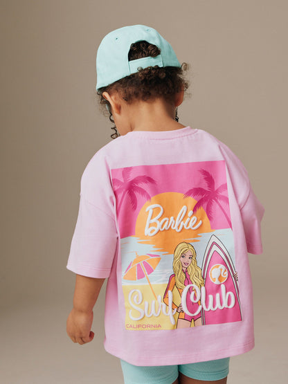 Pink Barbie Short Sleeve T-Shirt and Cycle Shorts Set (3mths-7yrs) - Size 3-6 Months (62-68cm) - Default 1