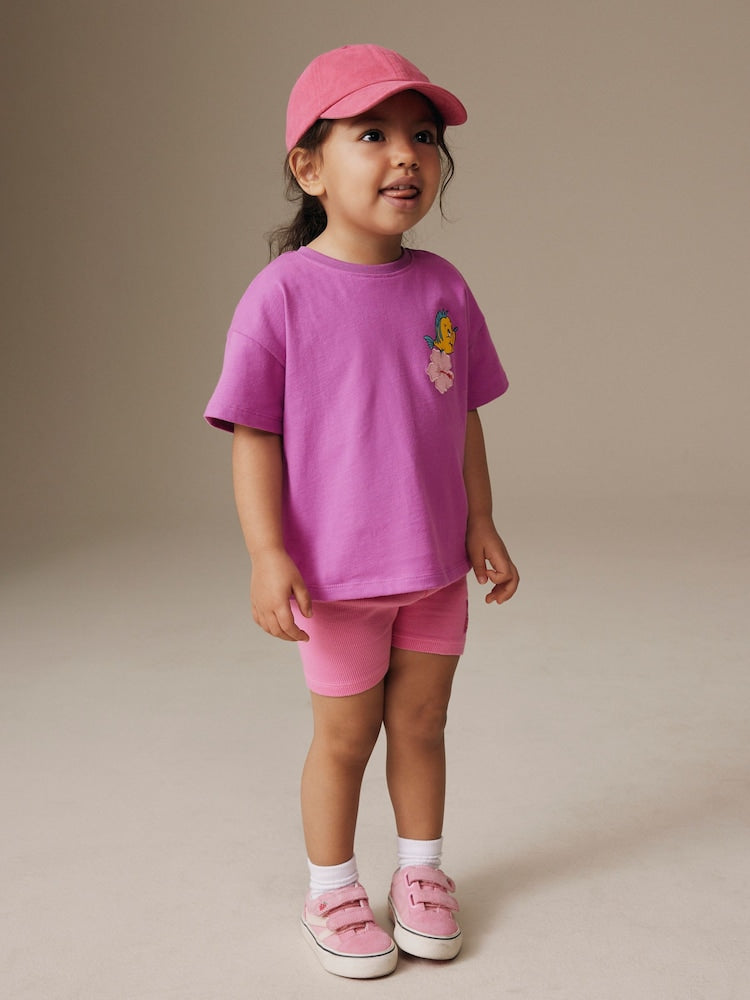 Purple Disney Little Mermaid Short Sleeve T-Shirt and Rib Cycle Shorts Set (3mths-7yrs)