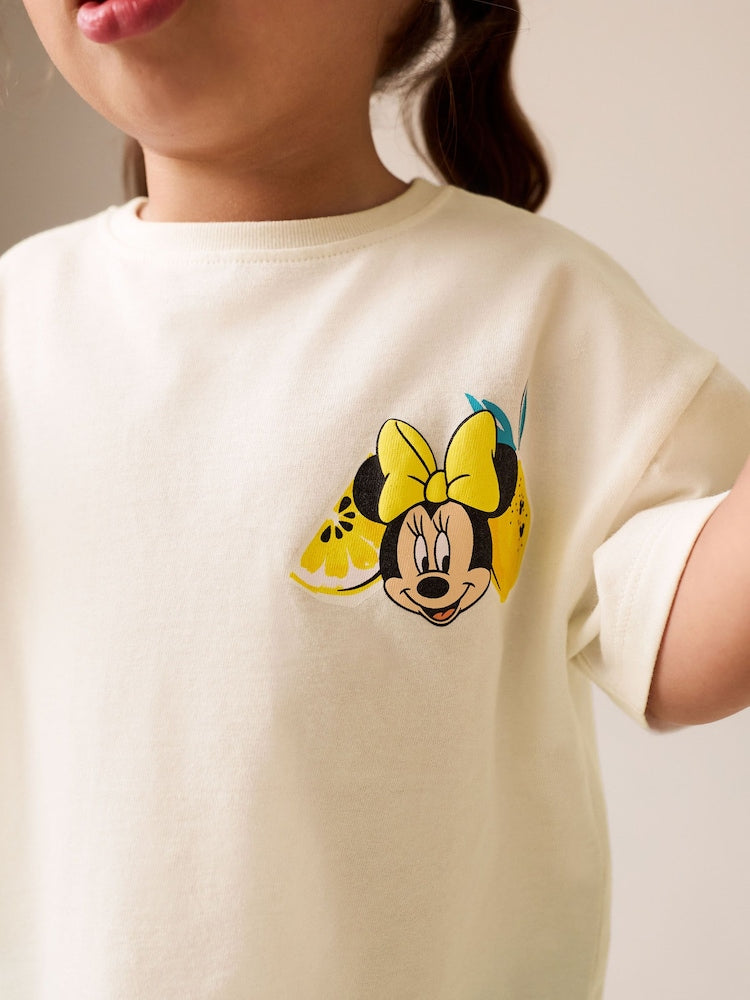 Ecru White Disney Minnie and Mickey Short Sleeve Top and Shorts Set (3mths-7yrs)