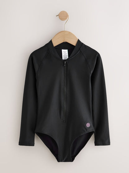 Black Long Sleeve Sunsafe Swimsuit (3mths-16yrs) - Size 3 Years (98cm)