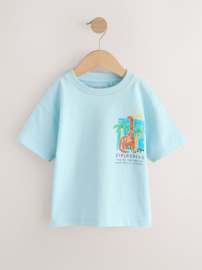 Blue Dinosaur Short Sleeve Back Print T-Shirt (3mths-7yrs) - Size 3-6 Months (62-68cm)