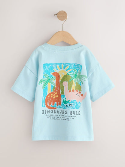 Blue Dinosaur Short Sleeve Back Print T-Shirt (3mths-7yrs) - Size 3-6 Months (62-68cm)