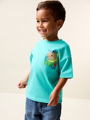 Aqua Blue Animal Short Sleeve Back Print T-Shirt (3mths-7yrs) - Size 3-6 Months (62-68cm)