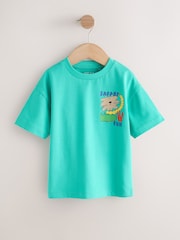 Aqua Blue Animal Short Sleeve Back Print T-Shirt (3mths-7yrs) - Size 3-6 Months (62-68cm)
