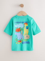 Aqua Blue Animal Short Sleeve Back Print T-Shirt (3mths-7yrs) - Size 3-6 Months (62-68cm)