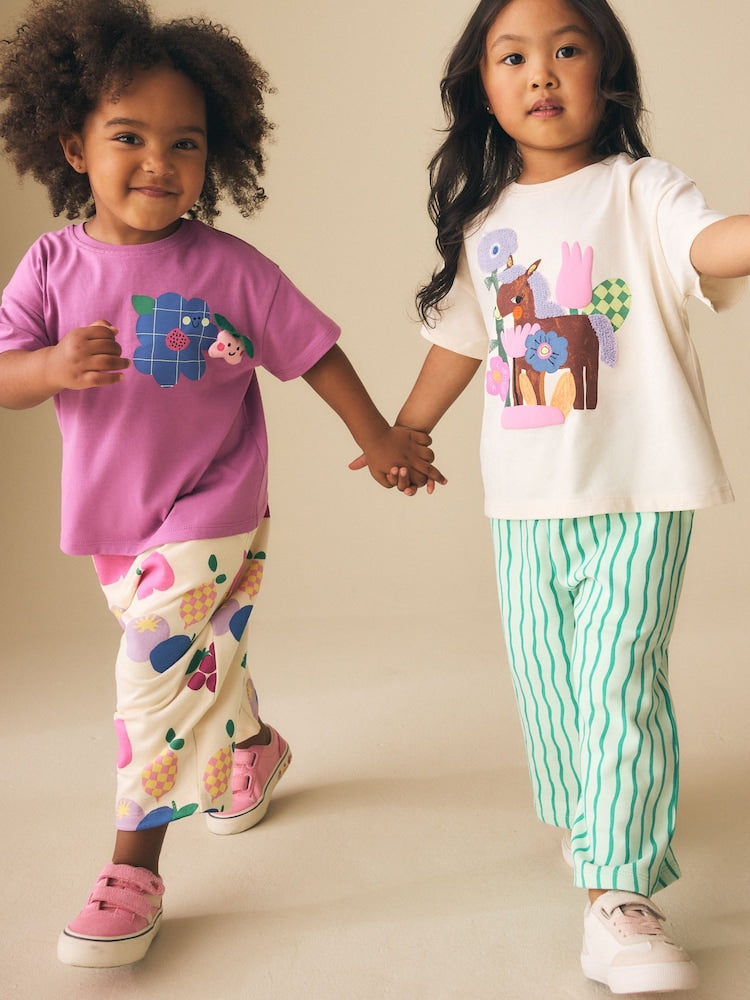 Purple/Green Top & Trousers Set 2 Pack (3mths-7yrs) - Purple/Green / 12-18 Months (80-86cm)