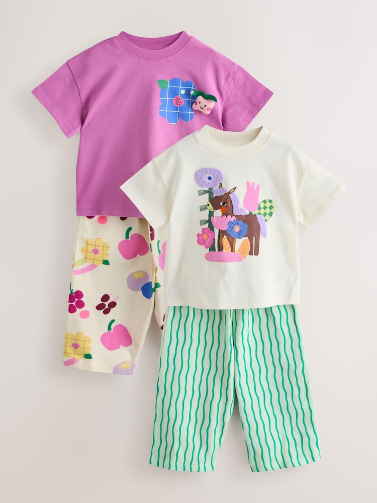 Purple/Green Top &amp; Trousers Set 2 Pack (3mths-7yrs)