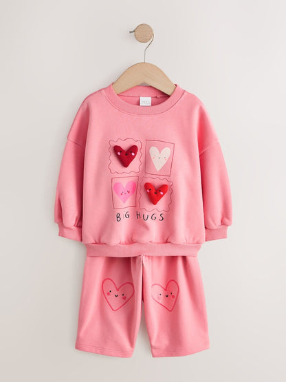 Pink Hearts Top &amp; Trousers Set 2 Pack (3mths-7yrs)