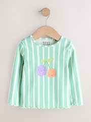 Pastel Rainbow Long Sleeve Rib Tops 5 Pack (3mths-7yrs) - Size 3-6 Months (62-68cm)