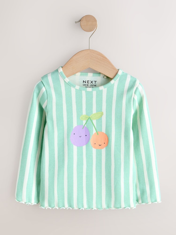 Pastel Rainbow Long Sleeve Ribbed Tops 5 Pack (3mths-7yrs)
