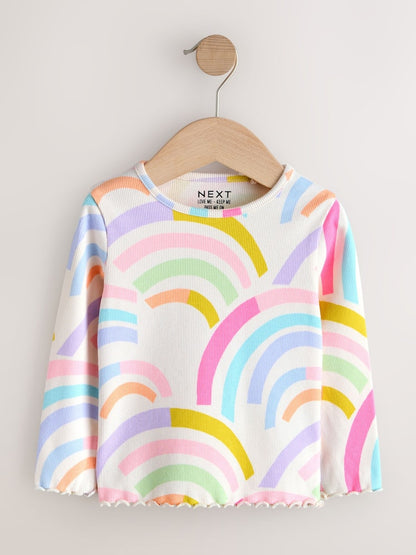 Pastel Rainbow Long Sleeve Ribbed Tops 5 Pack (3mths-7yrs)