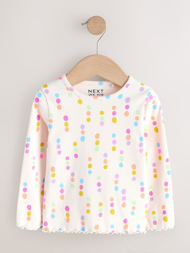 Pastel Rainbow Long Sleeve Ribbed Tops 5 Pack (3mths-7yrs)
