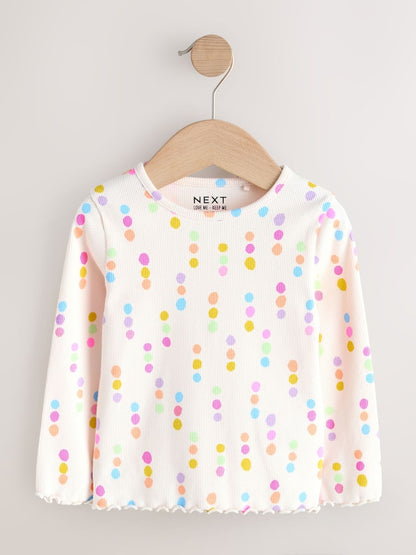 Pastel Rainbow Long Sleeve Ribbed Tops 5 Pack (3mths-7yrs)