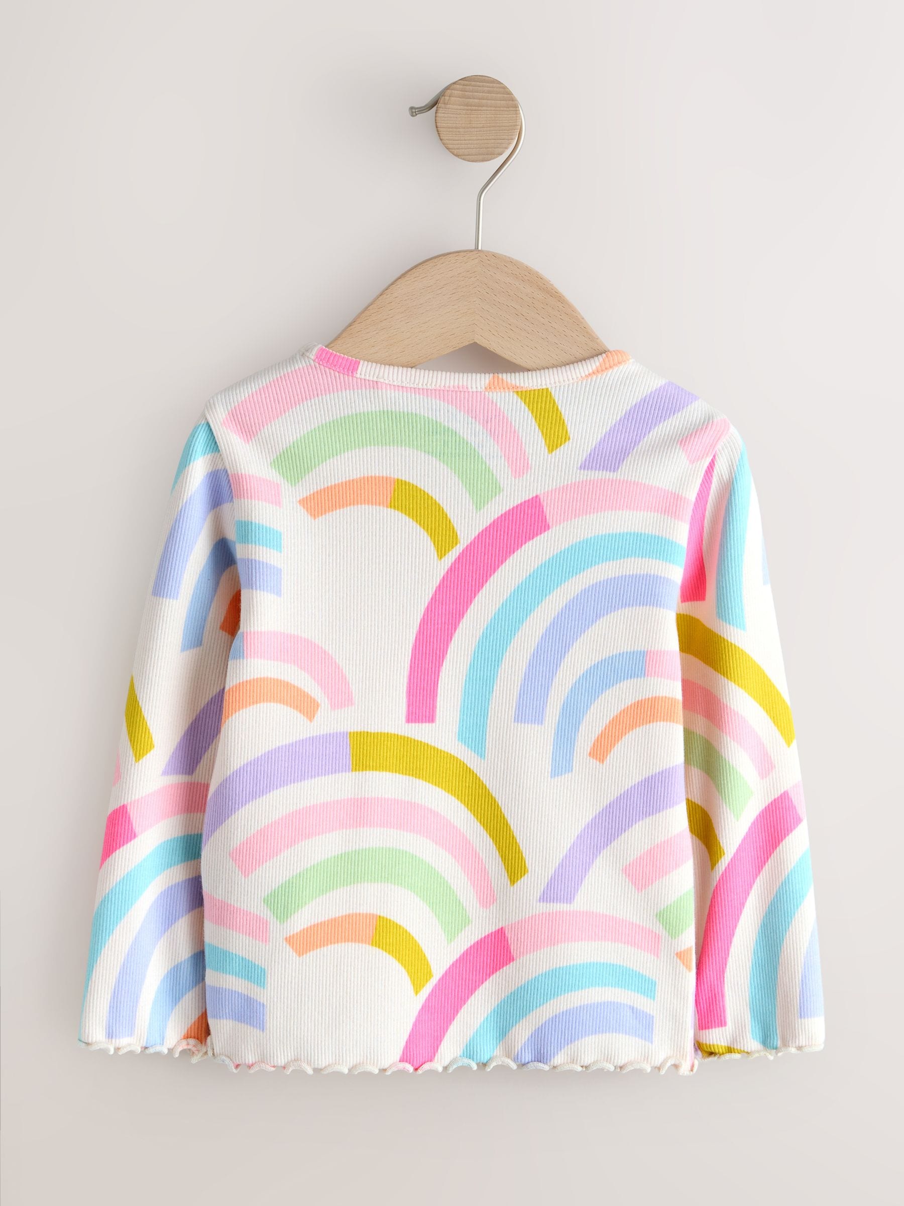 Pastel Rainbow Long Sleeve Rib Tops 5 Pack (3mths-7yrs) - Size 3-6 Months (62-68cm)