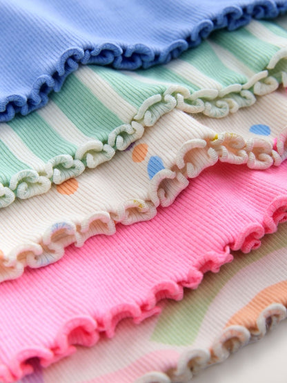 Pastel Rainbow Long Sleeve Ribbed Tops 5 Pack (3mths-7yrs)