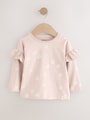 Neutral/Blue Frill Detail Long Sleeve Tops 4 Pack (3mths-7yrs) - Size 3-6 Months (62-68cm)