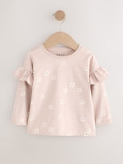Neutral/Blue Frill Detail Long Sleeve Tops 4 Pack (3mths-7yrs) - Size 3-6 Months (62-68cm)