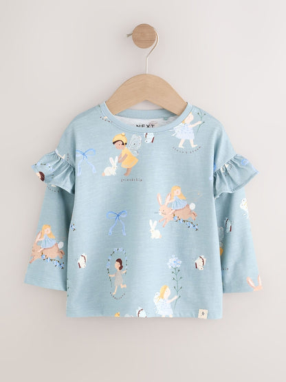 Neutral/Blue Long Sleeve T Shirts 4 Pack (3mths-7yrs)