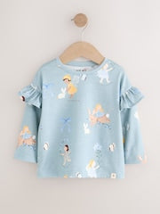Neutral/Blue Frill Detail Long Sleeve Tops 4 Pack (3mths-7yrs) - Size 3-6 Months (62-68cm)