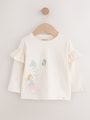 Neutral/Blue Frill Detail Long Sleeve Tops 4 Pack (3mths-7yrs) - Size 3-6 Months (62-68cm)