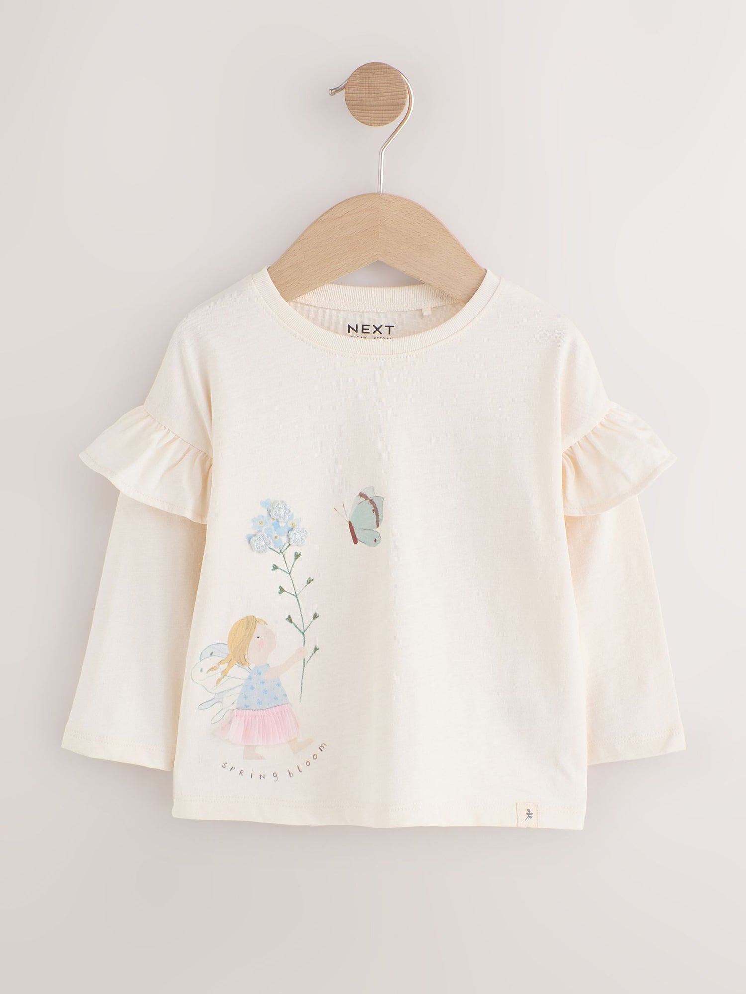 Neutral/Blue Frill Detail Long Sleeve Tops 4 Pack (3mths-7yrs) - Size 3-6 Months (62-68cm)