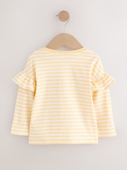 Neutral/Blue Long Sleeve T Shirts 4 Pack (3mths-7yrs)