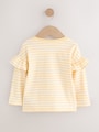 Neutral/Blue Frill Detail Long Sleeve Tops 4 Pack (3mths-7yrs) - Size 3-6 Months (62-68cm)