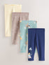 Neutral/Blue Leggings 4 Pack (3mths-7yrs) - Size 3-6 Months (62-68cm) - Neutral/Blue