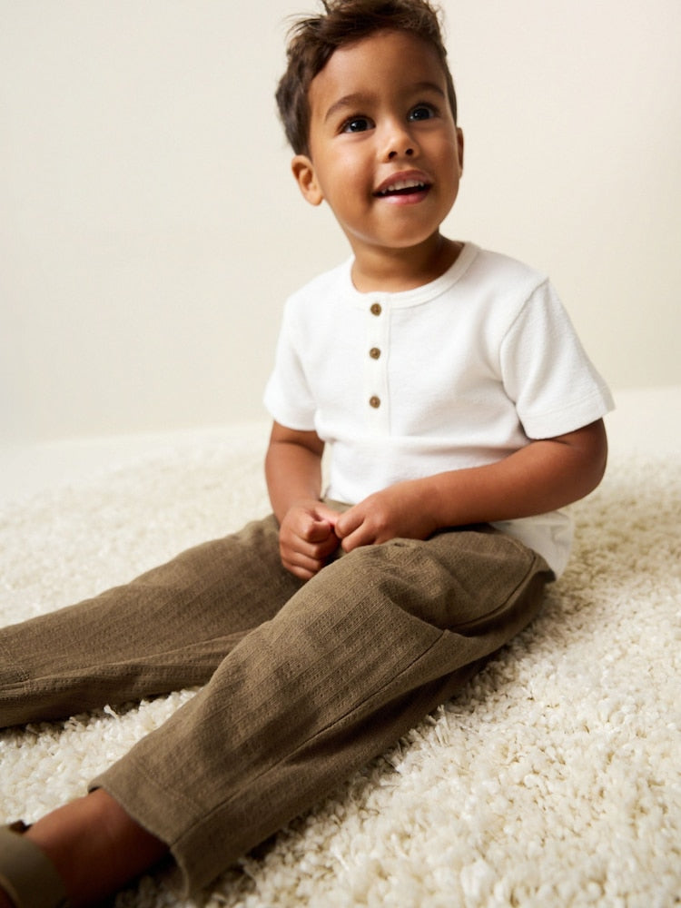 Tan Brown Textured Jersey Joggers (3mths-7yrs) - Size 3-6 Months (62-68cm)
