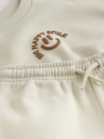 Stone Big Happy Smile Crew Neck Sweatshirt and Shorts Set (3mths-7yrs)