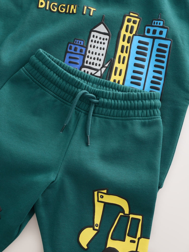 Dark Green Crew Neck Sweatshirt and Jogger Set (3mths-7yrs) (3mths-7yrs)