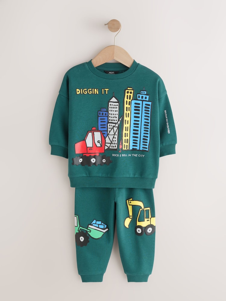 Dark Green Crew Neck Sweatshirt and Jogger Set (3mths-7yrs) (3mths-7yrs)