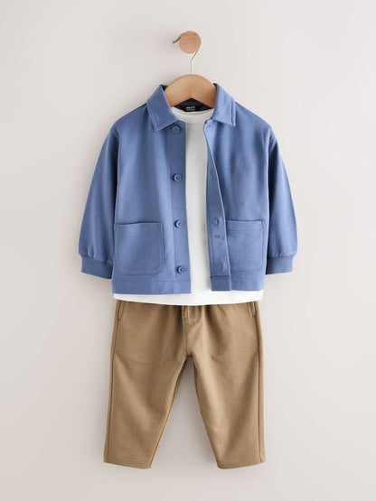 Blue Jersey Shirt T-Shirt and Joggers 3 Piece Set (3mths-7yrs) - Blue / 9 - 12 Months (74 - 80cm)