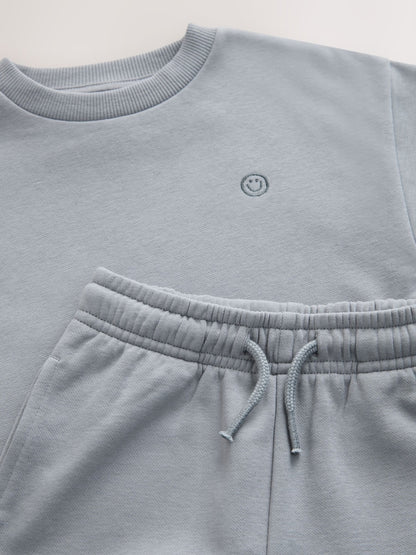 Grey Single Plain Crew Neck Sweatshirt and Shorts Set (3mths-7yrs) - Size 3-6 Months (62-68cm)