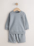 Grey Single Plain Crew Neck Sweatshirt and Shorts Set (3mths-7yrs)