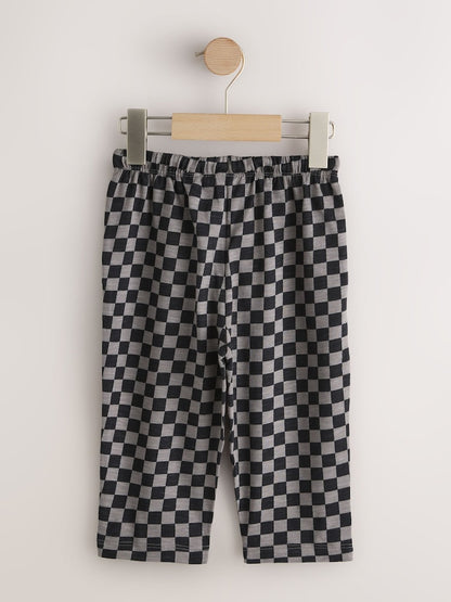 Black Cement And Checkerboard Stripe Joggers 3 Pack (3mths-7yrs) - Size 3-6 Months (62-68cm)