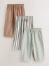 Blue Tan And Stripe Stripe Joggers 3 Pack (3mths-7yrs) - Size 3-6 Months (62-68cm) - Blue Tan And Stripe